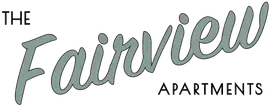 The Fairview Apartments logo in teal script.