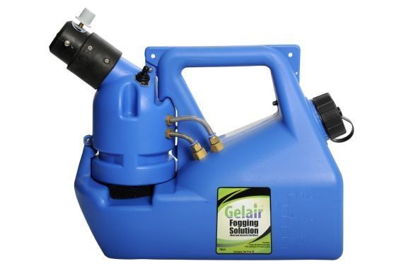 A Blue Gelair Fogging Solution is Shown on a White Background — Tea Tree Solutions in Manunda, QLD