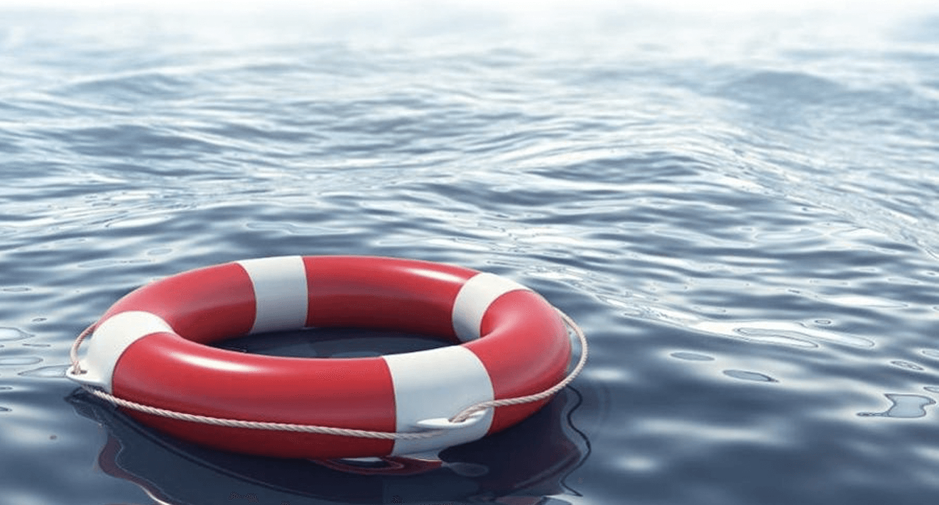 a life preserver floating on top of a body of water