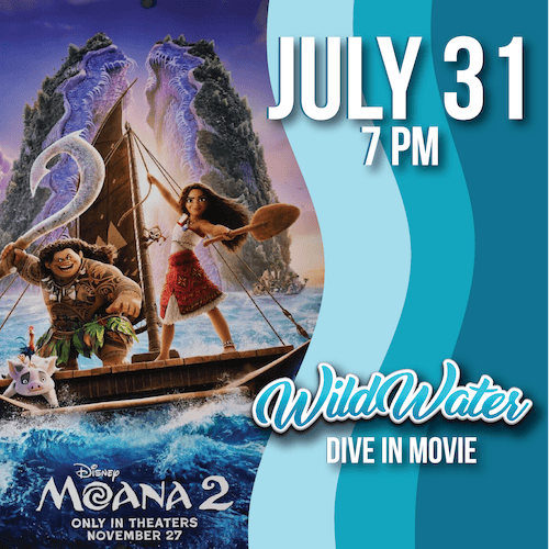 A movie poster for moana 2 is shown on july 31