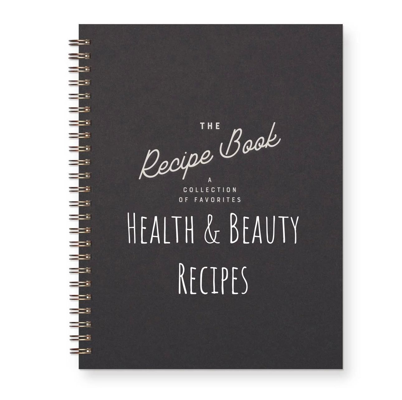 Black spiral-bound recipe book titled