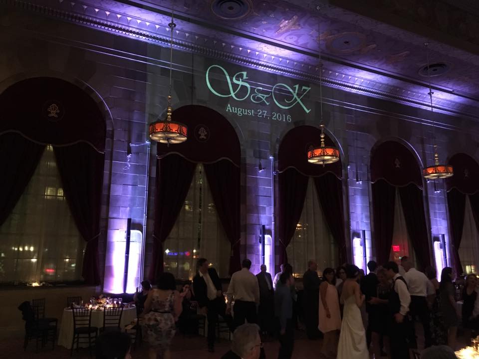 Our uplighting and Monogram Projection at the Society Room