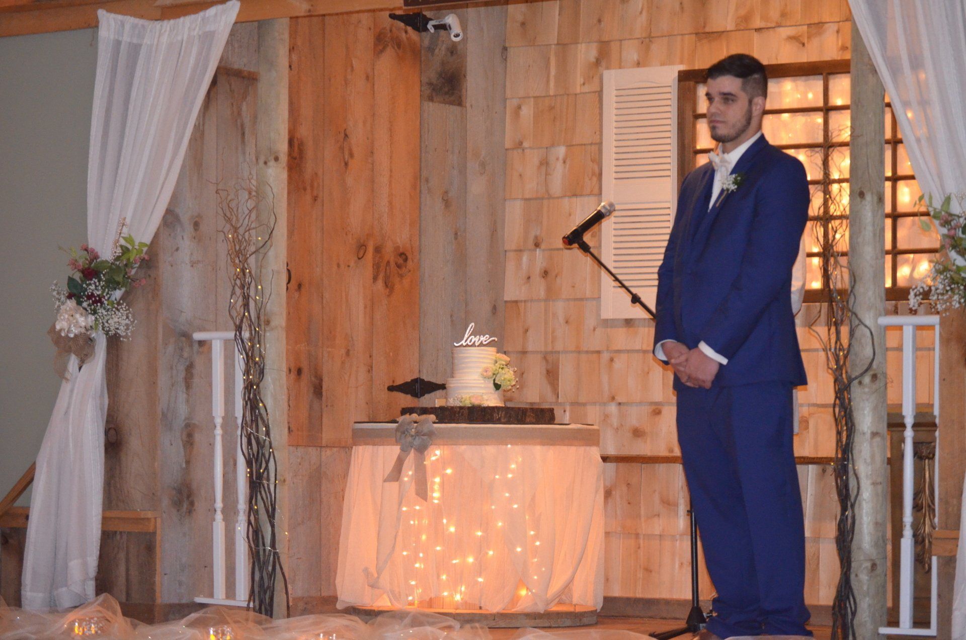 Indoor ceremony at Wood Acres Farm