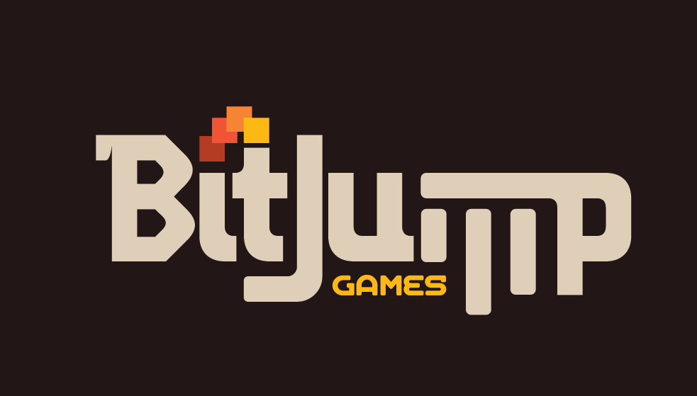BitJUMP Games logo in beige and orange on a dark background