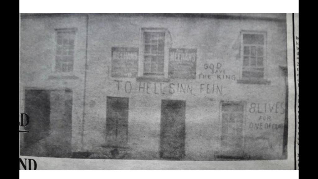 Graffiti on Meehan's shop in Mohill 1922