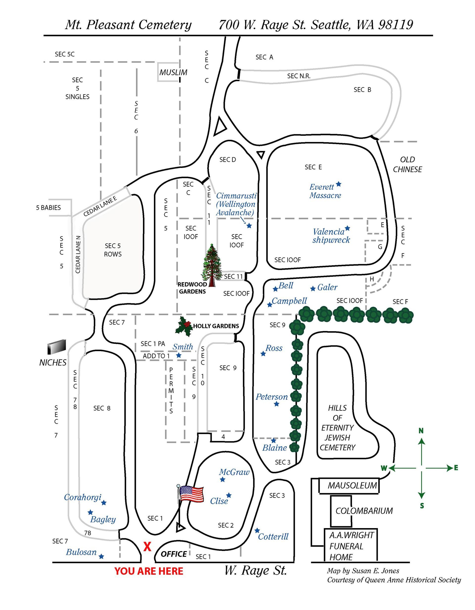 Cemetery Map — Seattle, WA — Mt Pleasant Cemetery