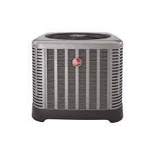 A gray and black air conditioner on a white background.