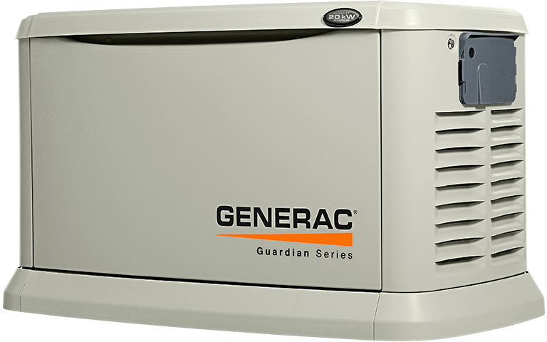A generac generator is sitting on a white surface.