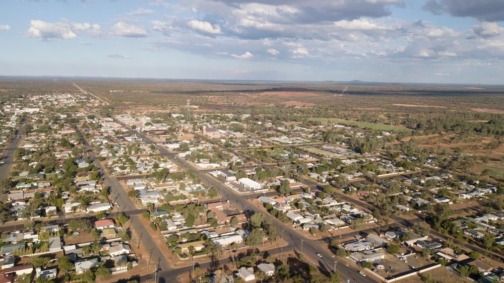 An Aerial View of A Small Town in The Middle of A Desert — Cool Blue Ice & Water in Cobar, NSW