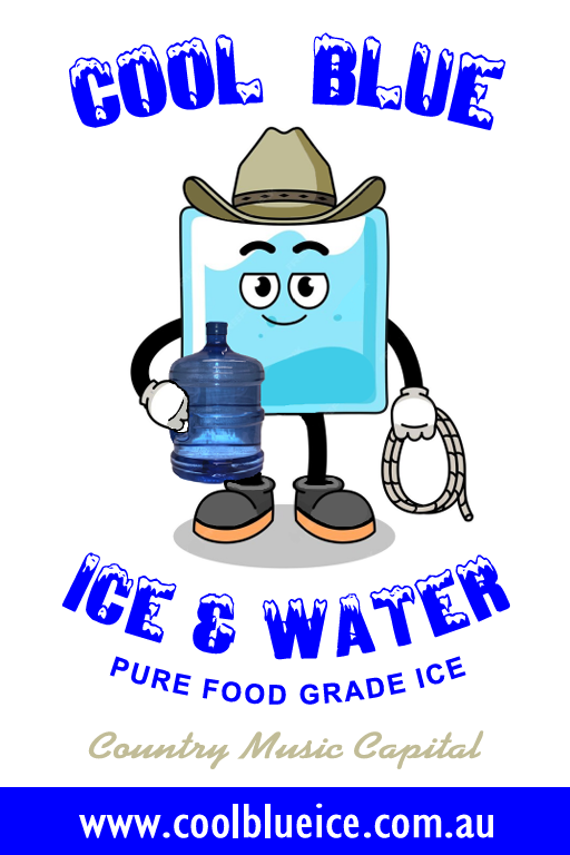 A White Door with A Blue Sticker that Says Cool Blue Ice — Cool Blue Ice & Water in Taminda, NSW