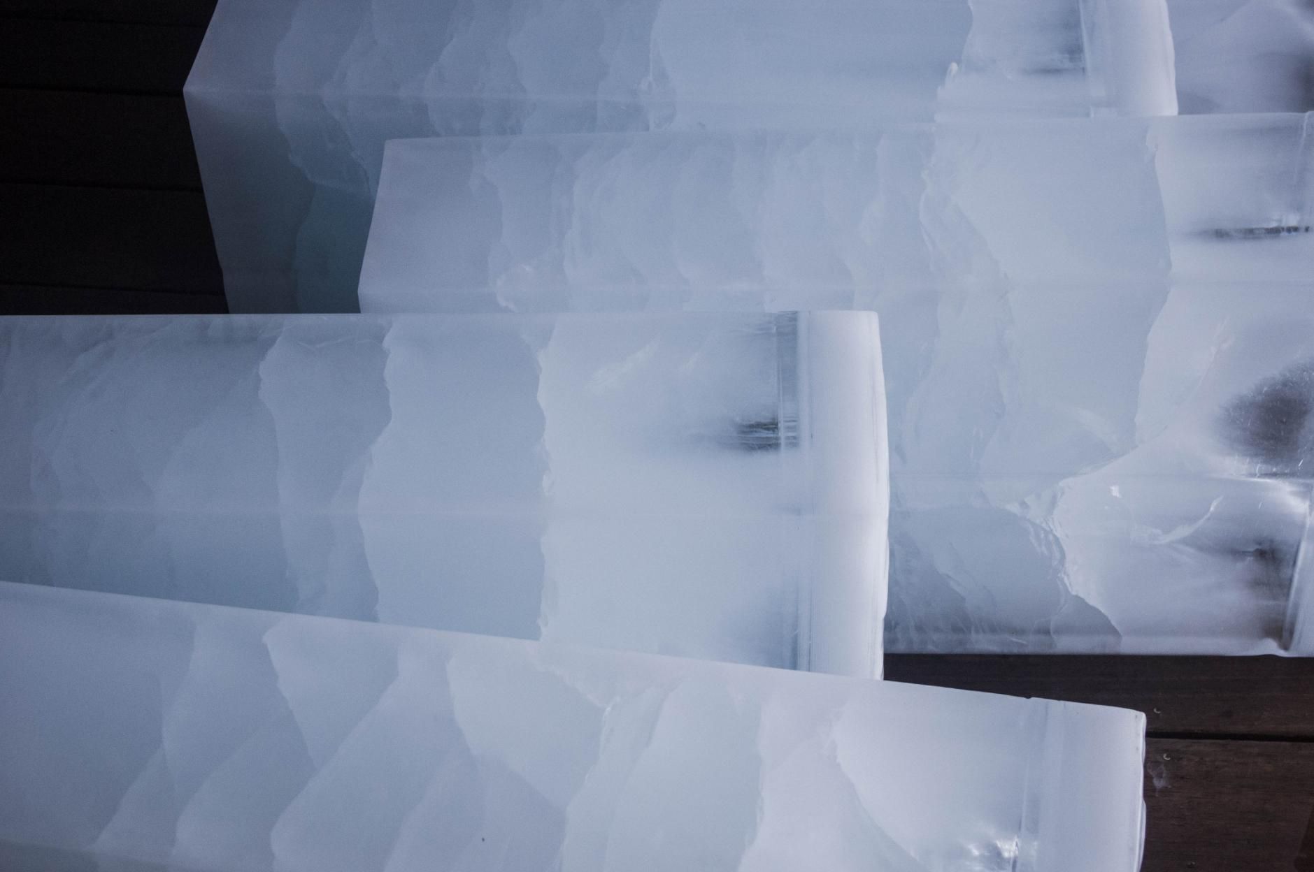 A Bunch of Ice Cubes Are Stacked on Top of Each Other on A Table — Cool Blue Ice & Water in Scone, NSW