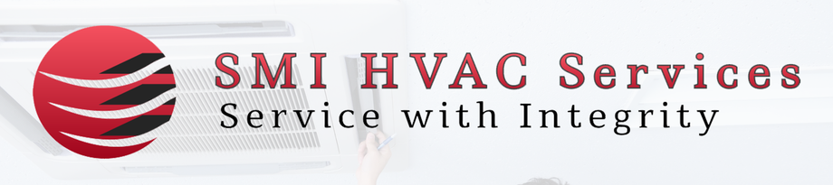 Logo for SMI HVAC Services: red sphere with lines, text 