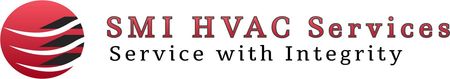 SMI HVAC Services logo featuring a red sphere with black and white swooshes, and text 