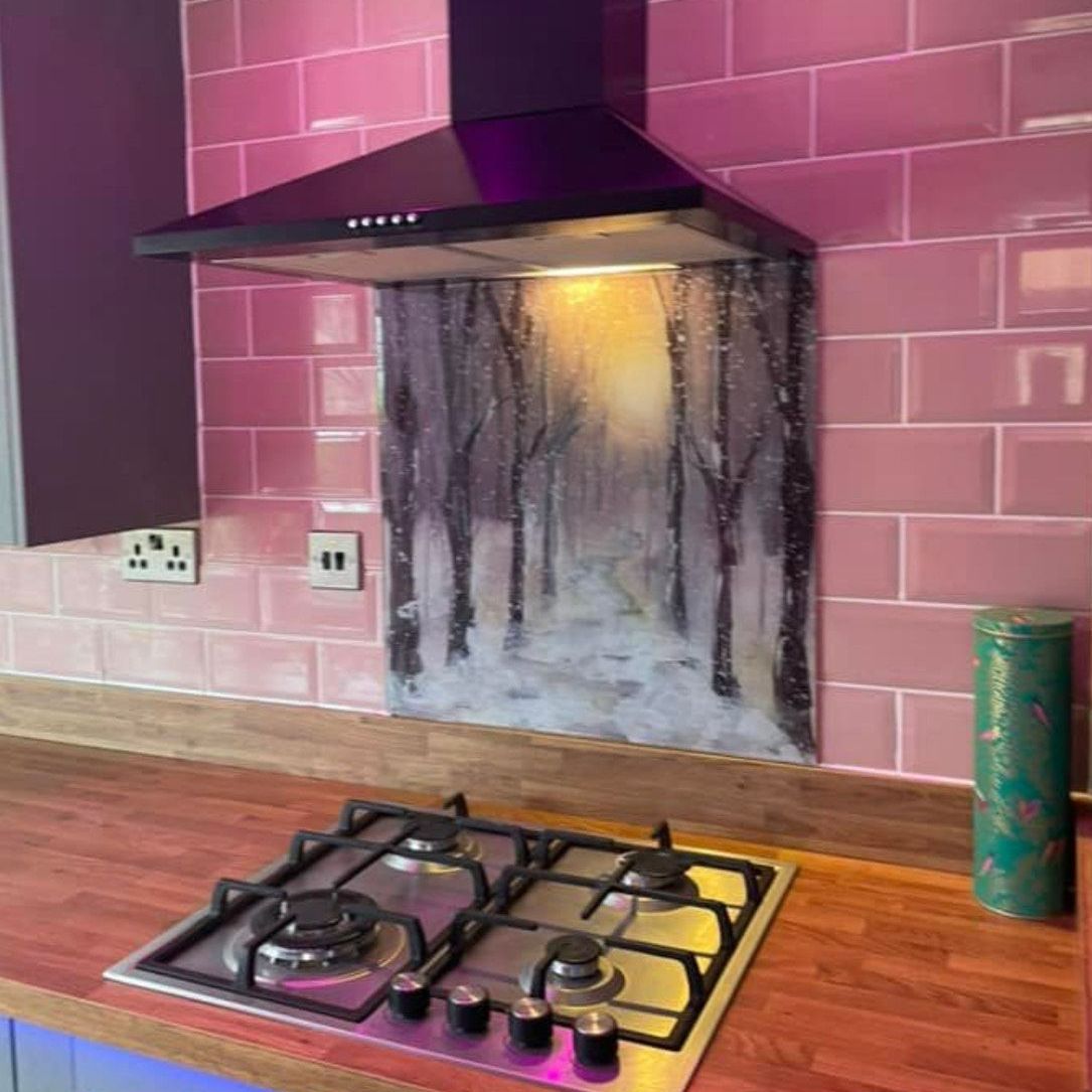 Winter Wonderland Art Glass Splashback