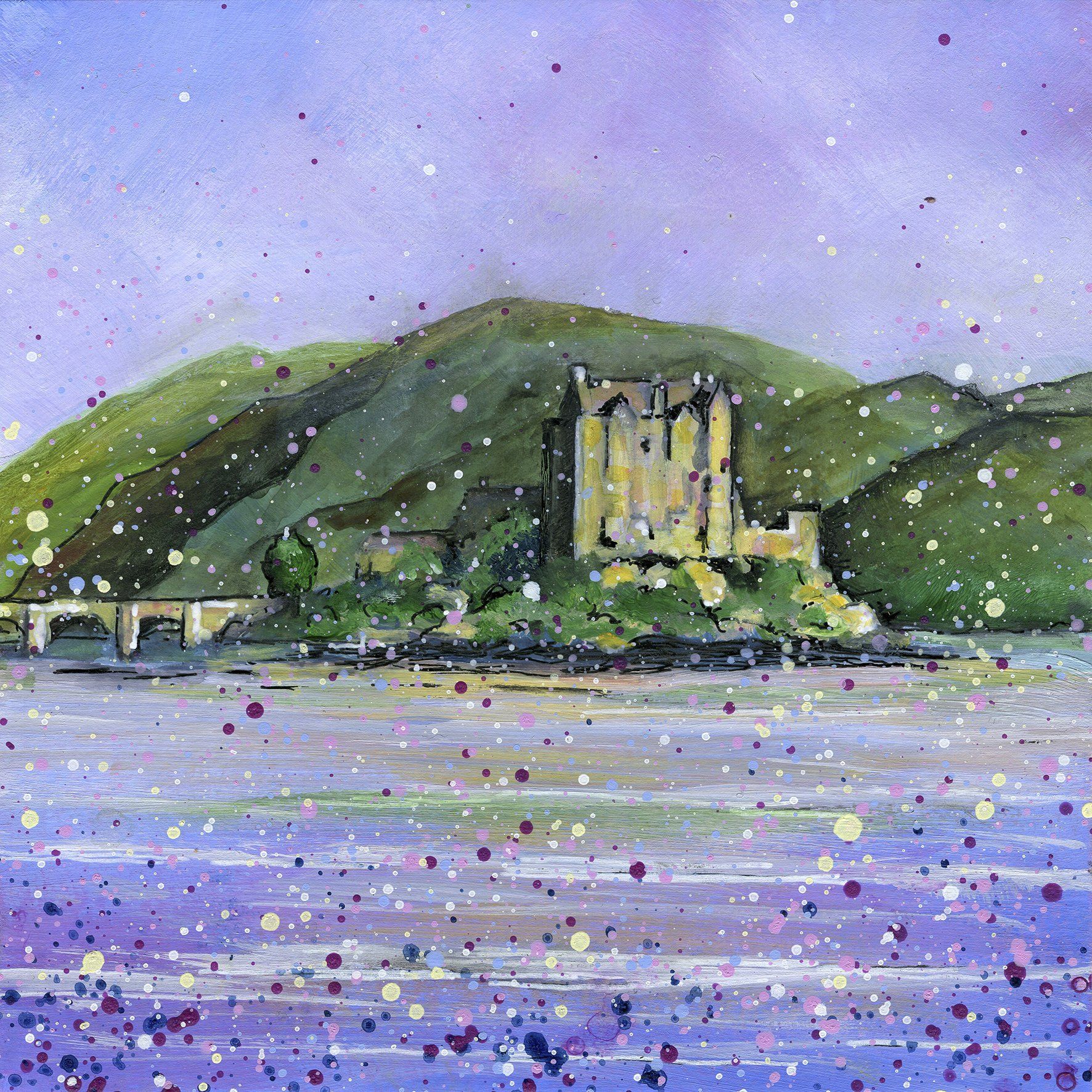Eilean Donan Castle painting by Emily Ward, Eilean Donan art print by Emily Ward, Eilean Donan art and prints by Emily Ward