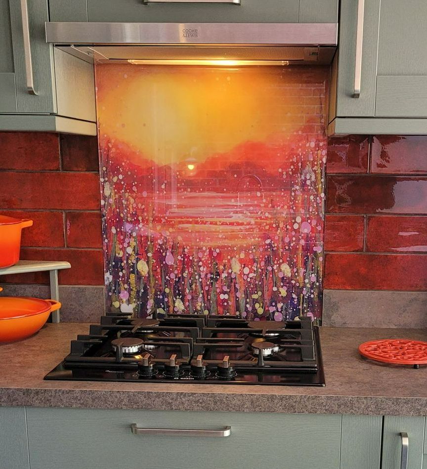 Flowers-Beach-View-Glass-Art-Splashback