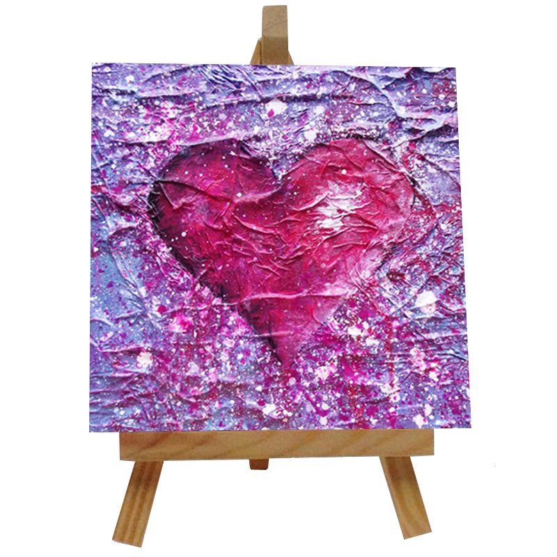 Purple love heart, valentines art gift, North East local artist, ceramic tile, romantic gift, love gift 