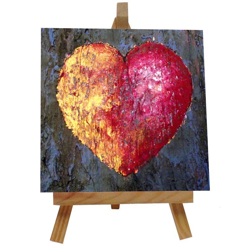 Love gold, valentines art gifts, romantic gifts, love art, North east local artist. Gold heart, ceramic tile 