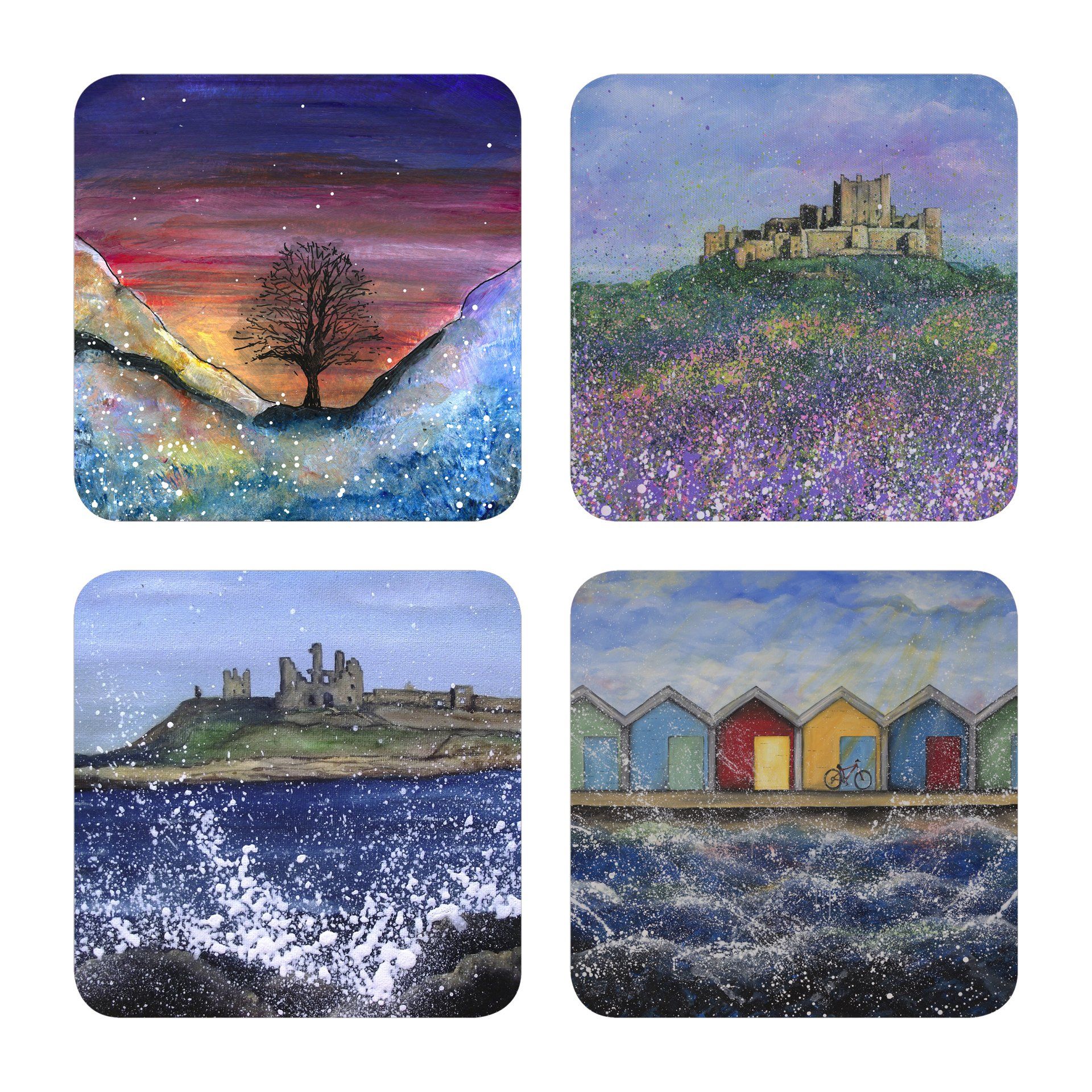 gifts from Northumberland, sycamore gap, Blyth Beach huts, Holy Island, Bamburgh Castle, Gifts under £20, Gifts from Northumberland, Gifts for him, Gifts for her, Northumberland art, Northumberland artist