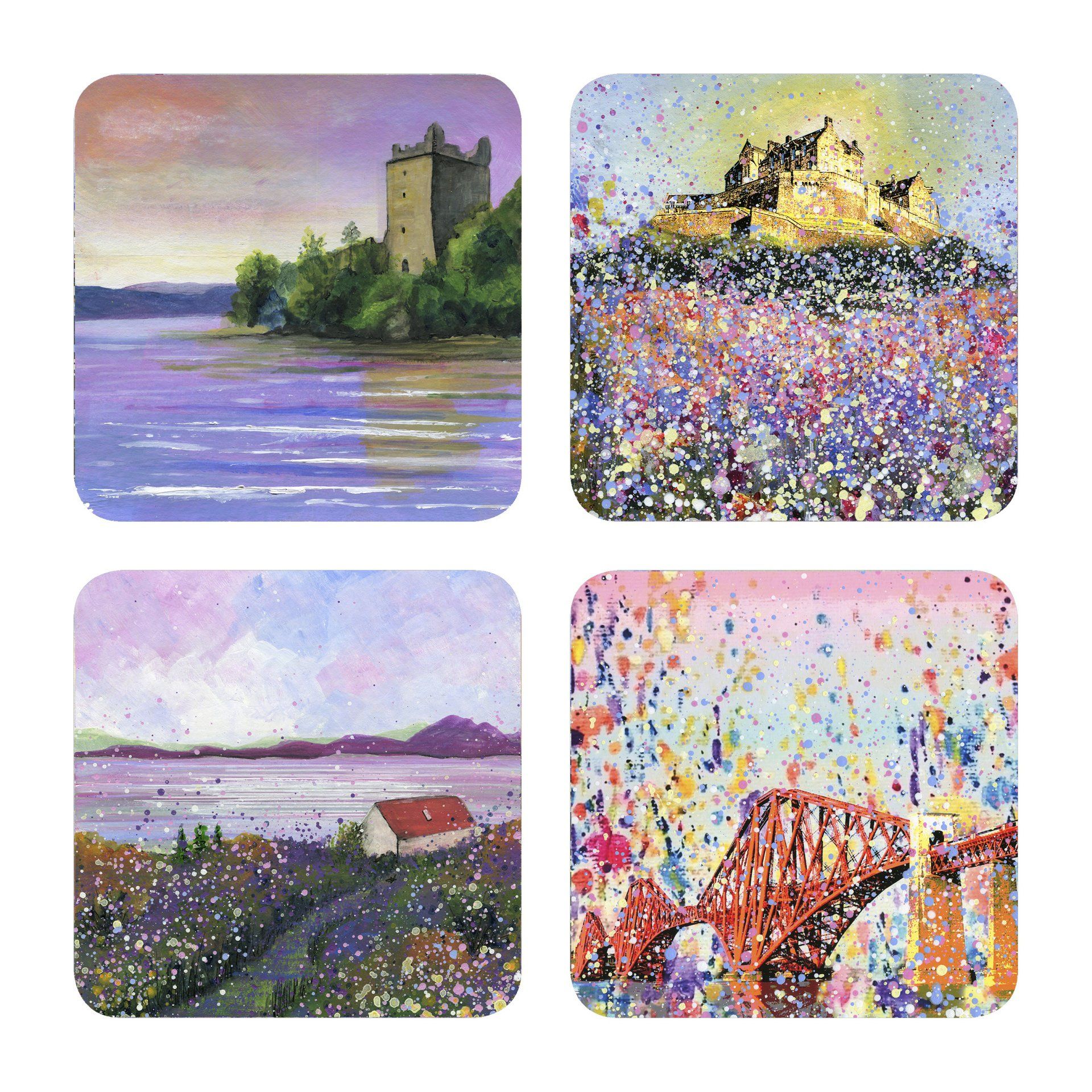 The Kelpies painting, The Kelpies art prints, The Kelpies art gifts, Scotland coasters, Scottish scenes painting .