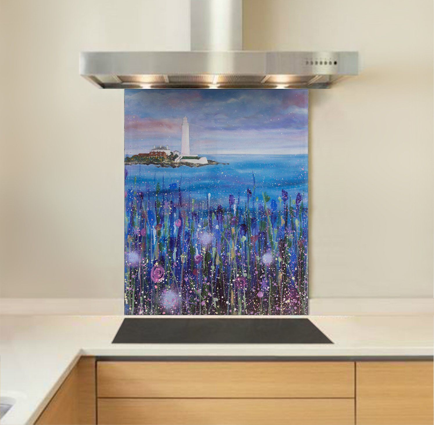 North East Art kitchen splashback, Bespoke art splashbacks, St Marys lighthouse art kitchen splashback