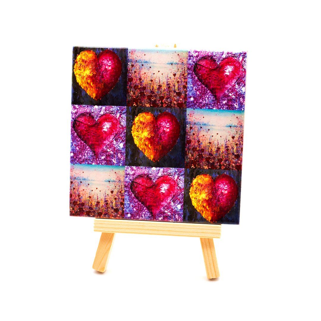 Lots of love ceramic tile,  Valentines art gifts, romantic gift, love heart pictures, local artist, Emily Ward art
