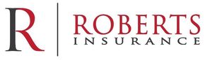 Logo for Roberts Insurance, featuring a large, stylized letter R in red and grey next to the company name in red and grey.
