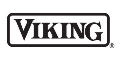 The viking logo is black and white on a checkered background.