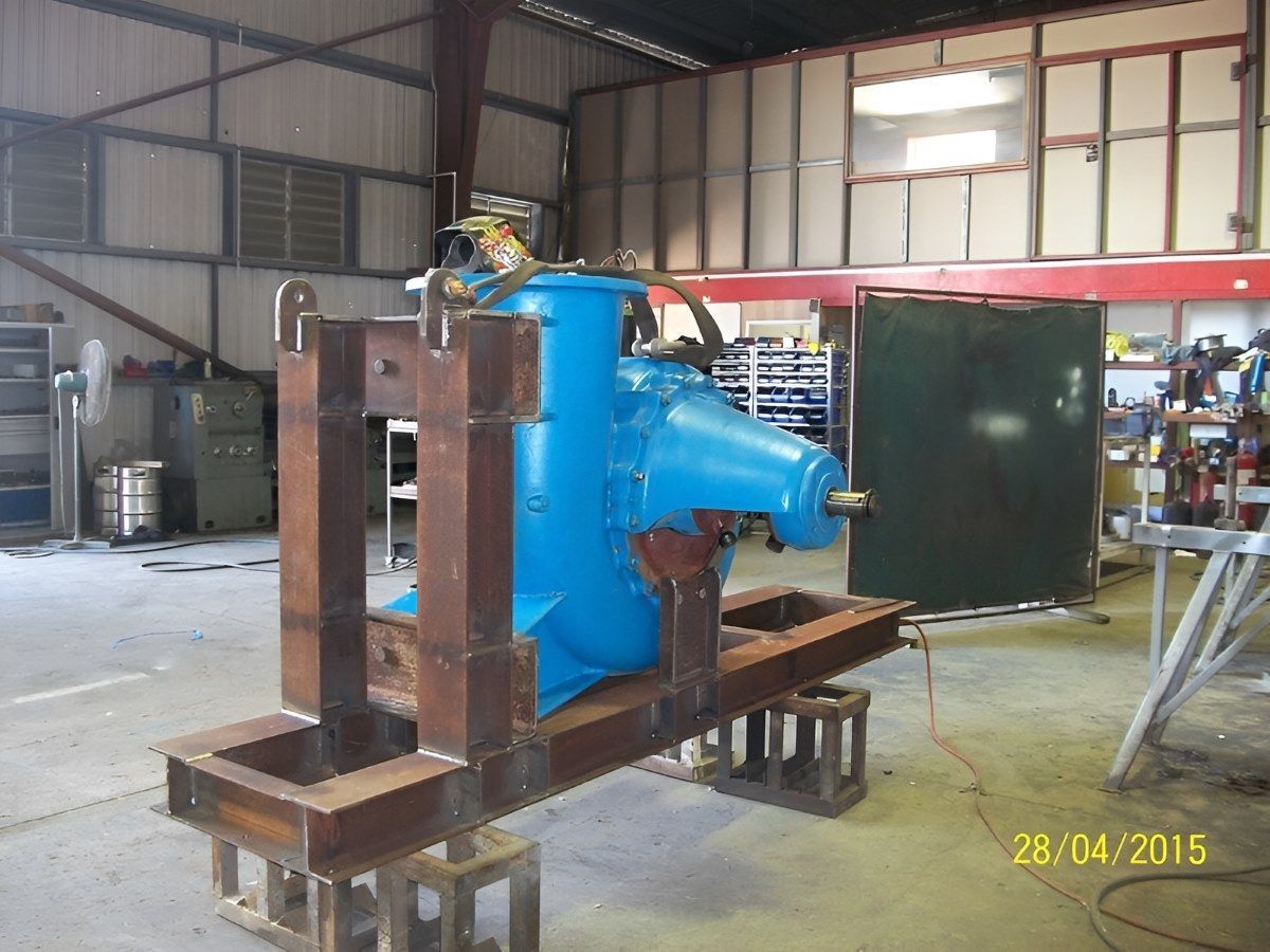 A Blue Machine Built In A Factory — Kaplan Engineering Pty Ltd In Bowen, QLD