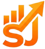 A stylized orange logo featuring the letters "SJ" integrated with a rising bar graph and an upward-pointing arrow.