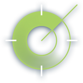 A green target with a white arrow pointing to the center
