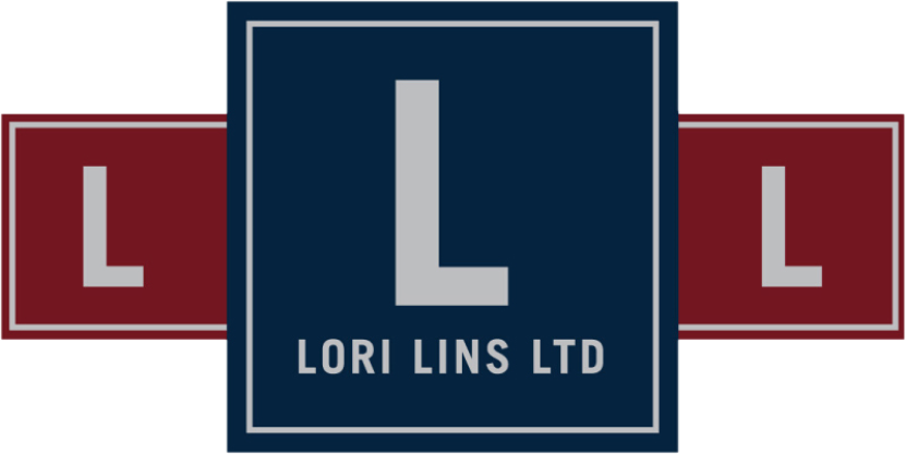 The logo for lori lins ltd is blue and red