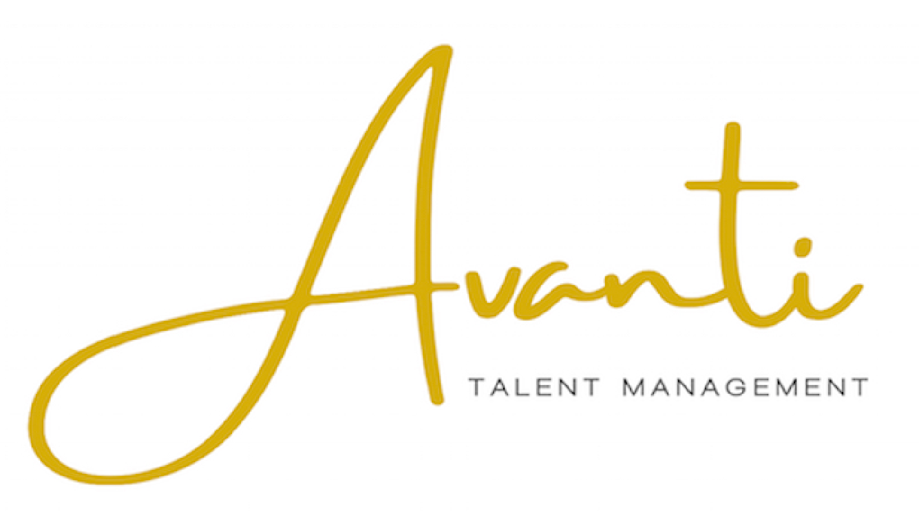 The logo for avanti talent management is written in gold on a white background.
