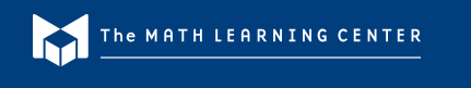 The logo for the math learning center is blue and white.
