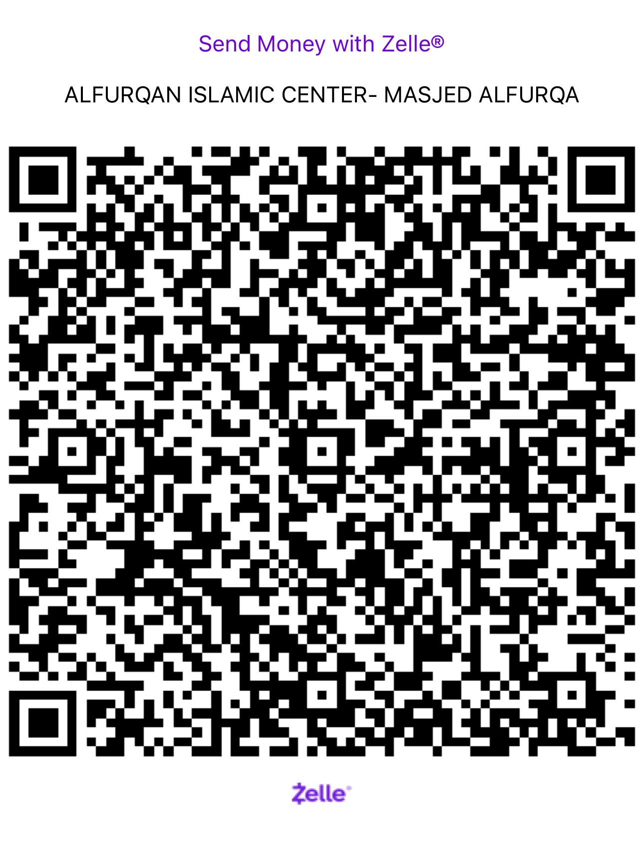 QR code for zelle donations
