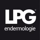 Le logo de lpg endermologie est blanc sur fond noir.