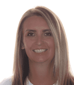 Woman with blonde hair smiling at the camera.