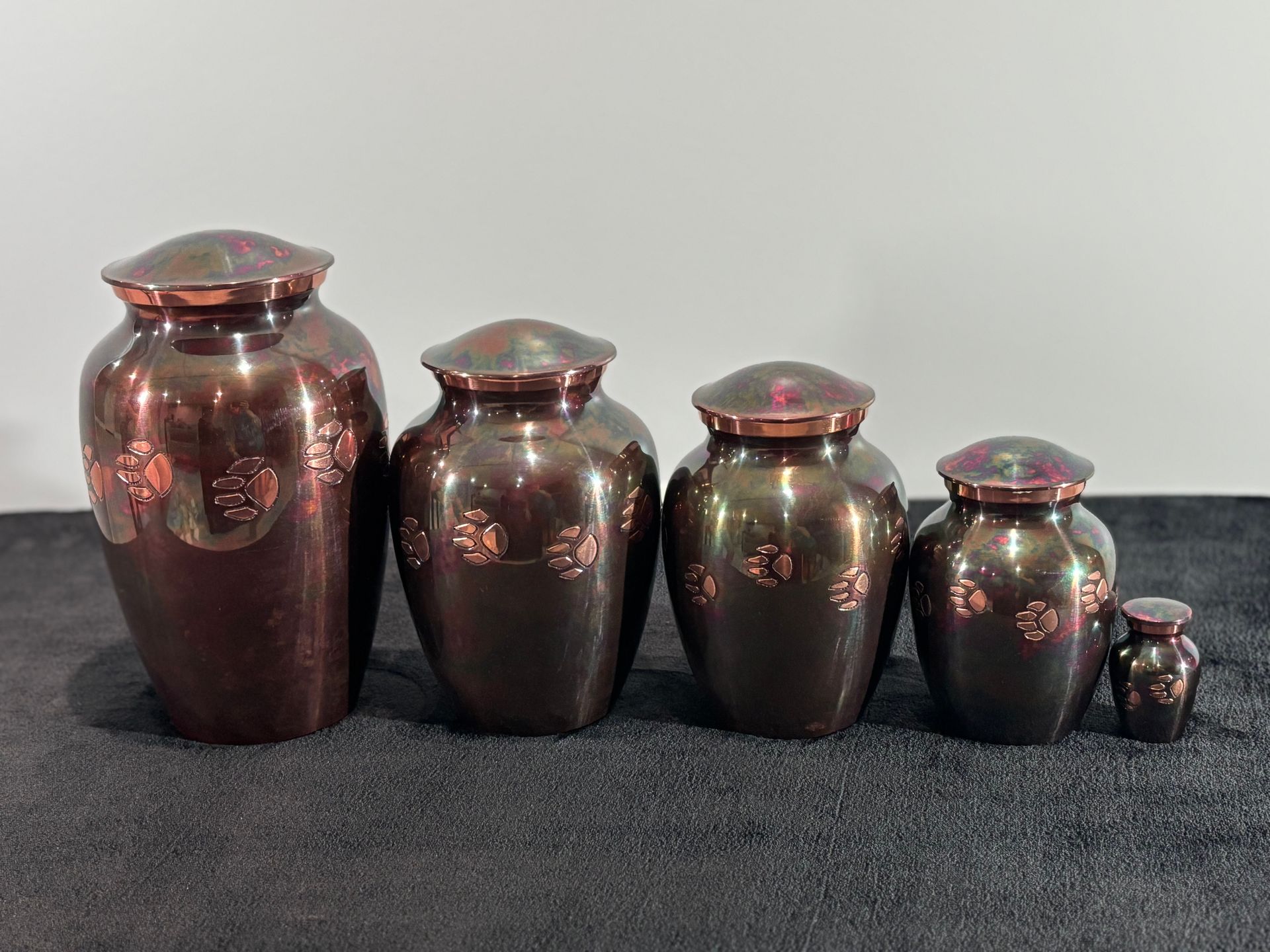 Teal Raku Brass Pawprint Vase - XS, S, M, L, XL