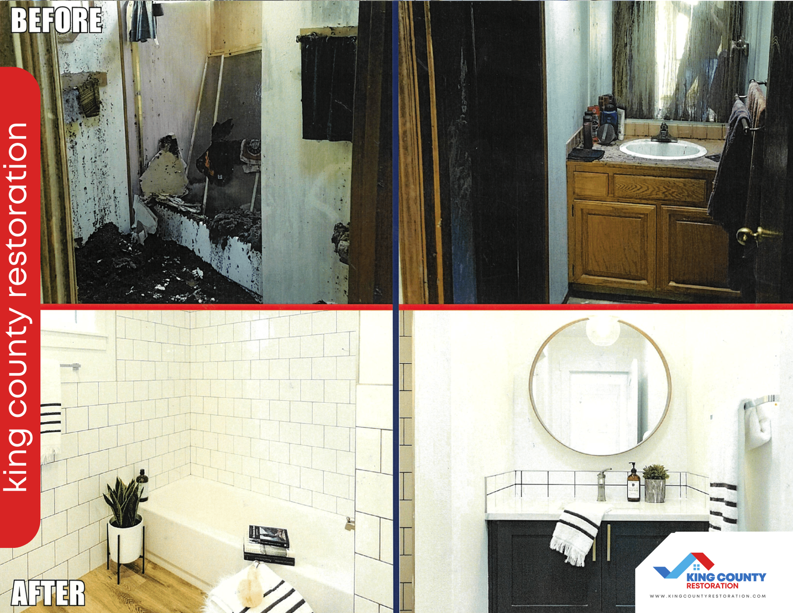 A before and after photo of a bathroom restoration