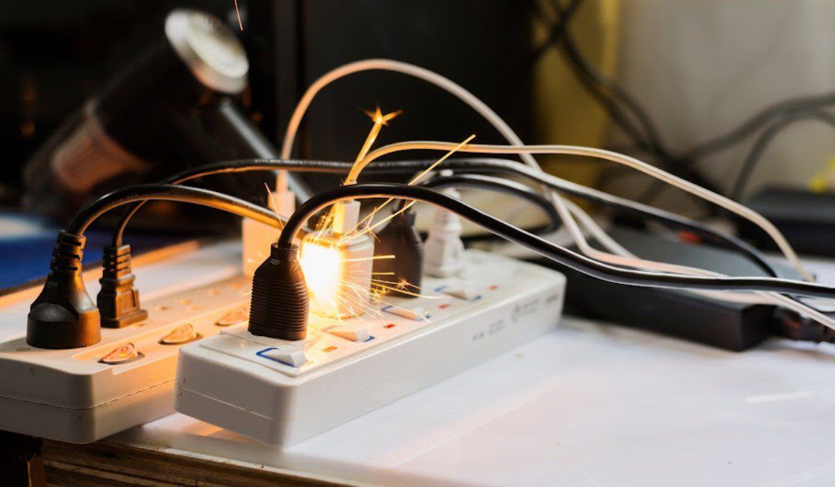 Person using a multimeter to test electrical wiring in a panel.