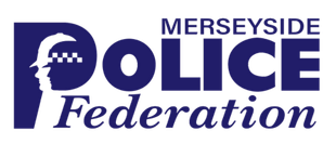 A blue logo for the merseyside police federation