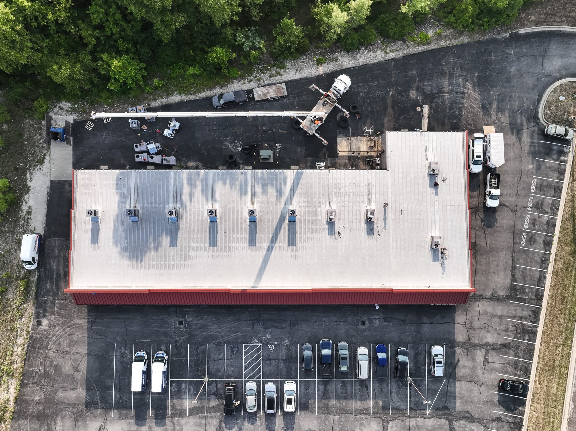An Aerial View of A Large Building with Cars Parked in Front of It | Union, MO | Menke Heating and Cooling
