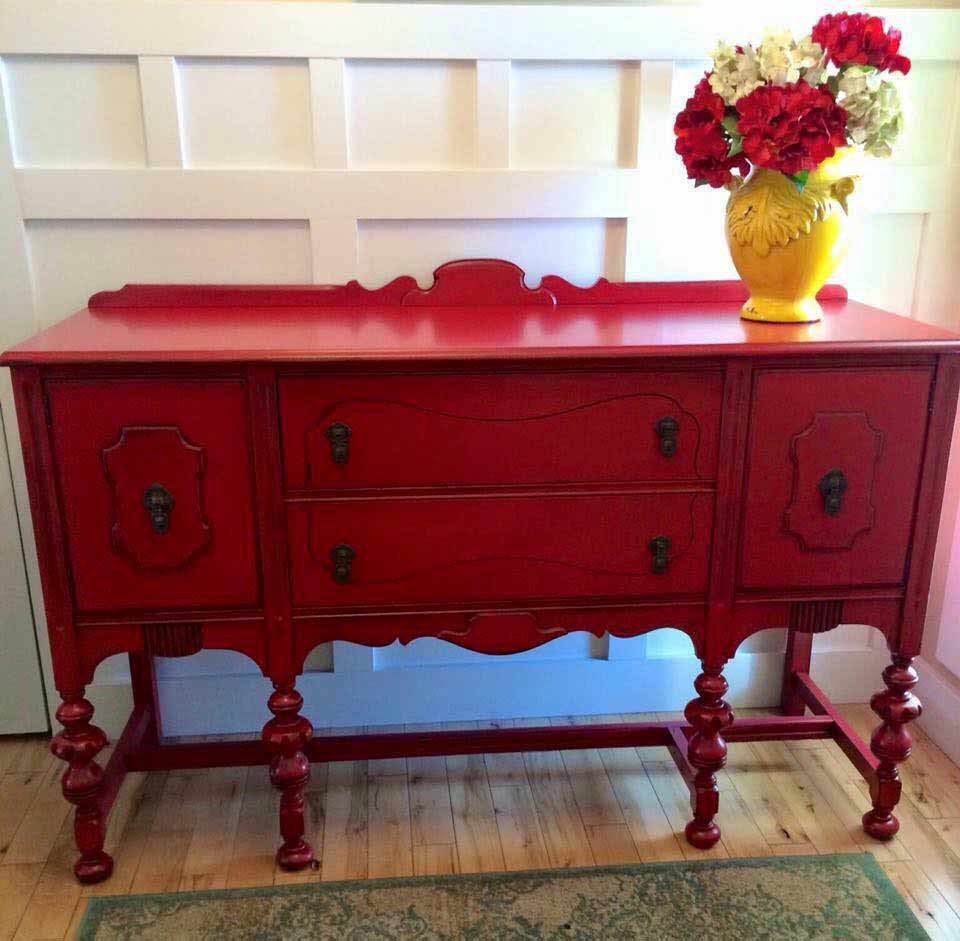 Red Painted Cabinet - Painted Cabinets in Sandy, UT