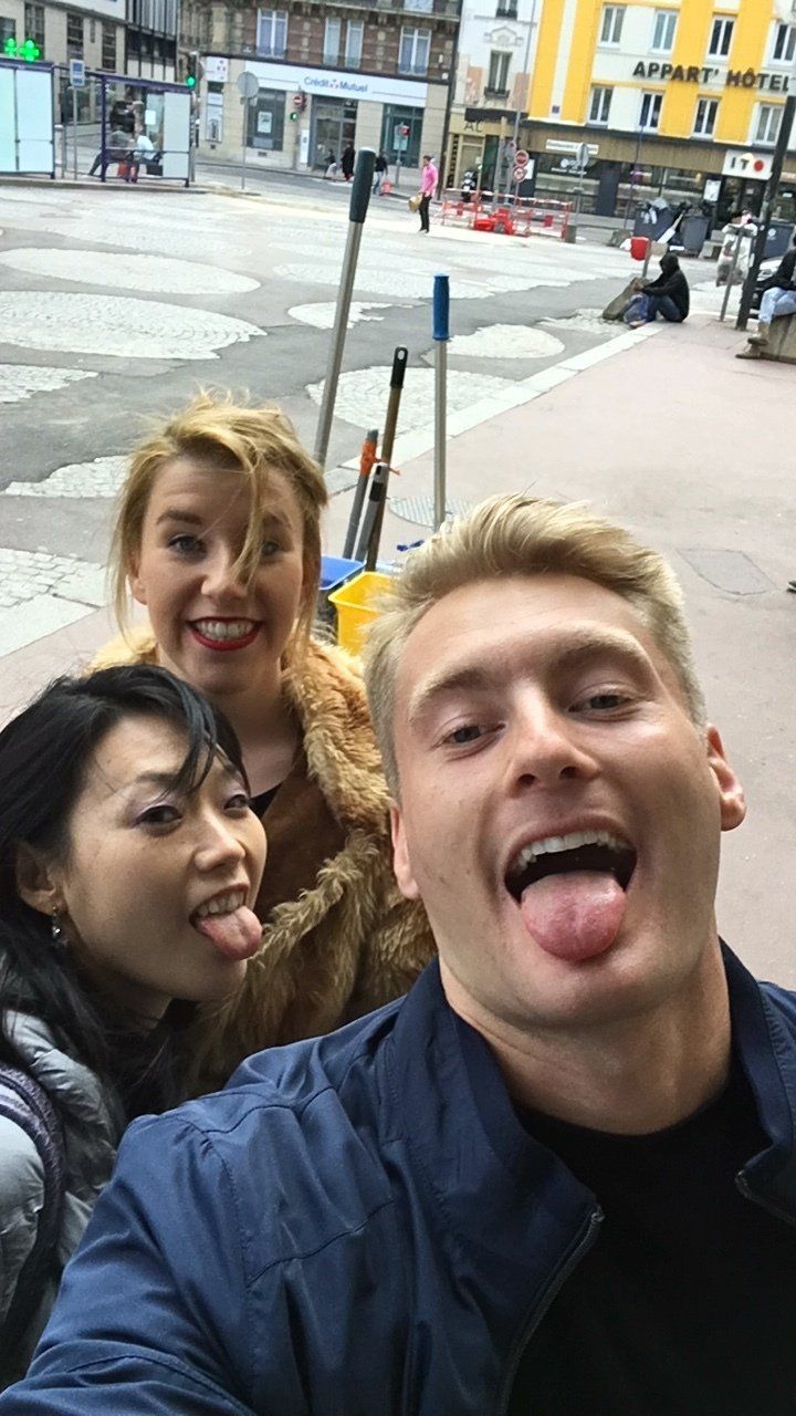 Xander Clemens, Reiko Mitani and Gill Grier in Rouen, France