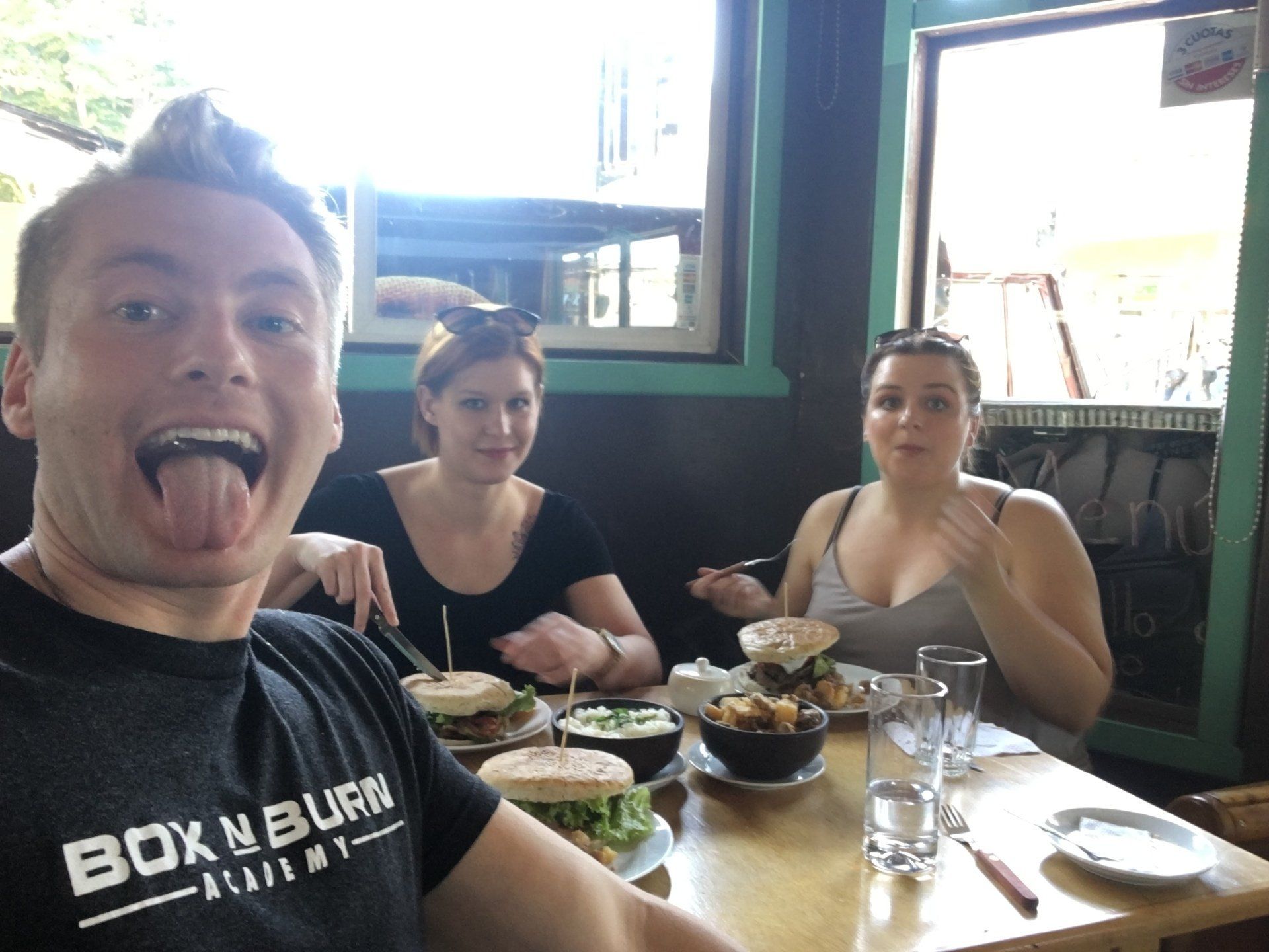 Xander Clemens with Kayla Pothan and Mojca Majnik in Castro, Chile.