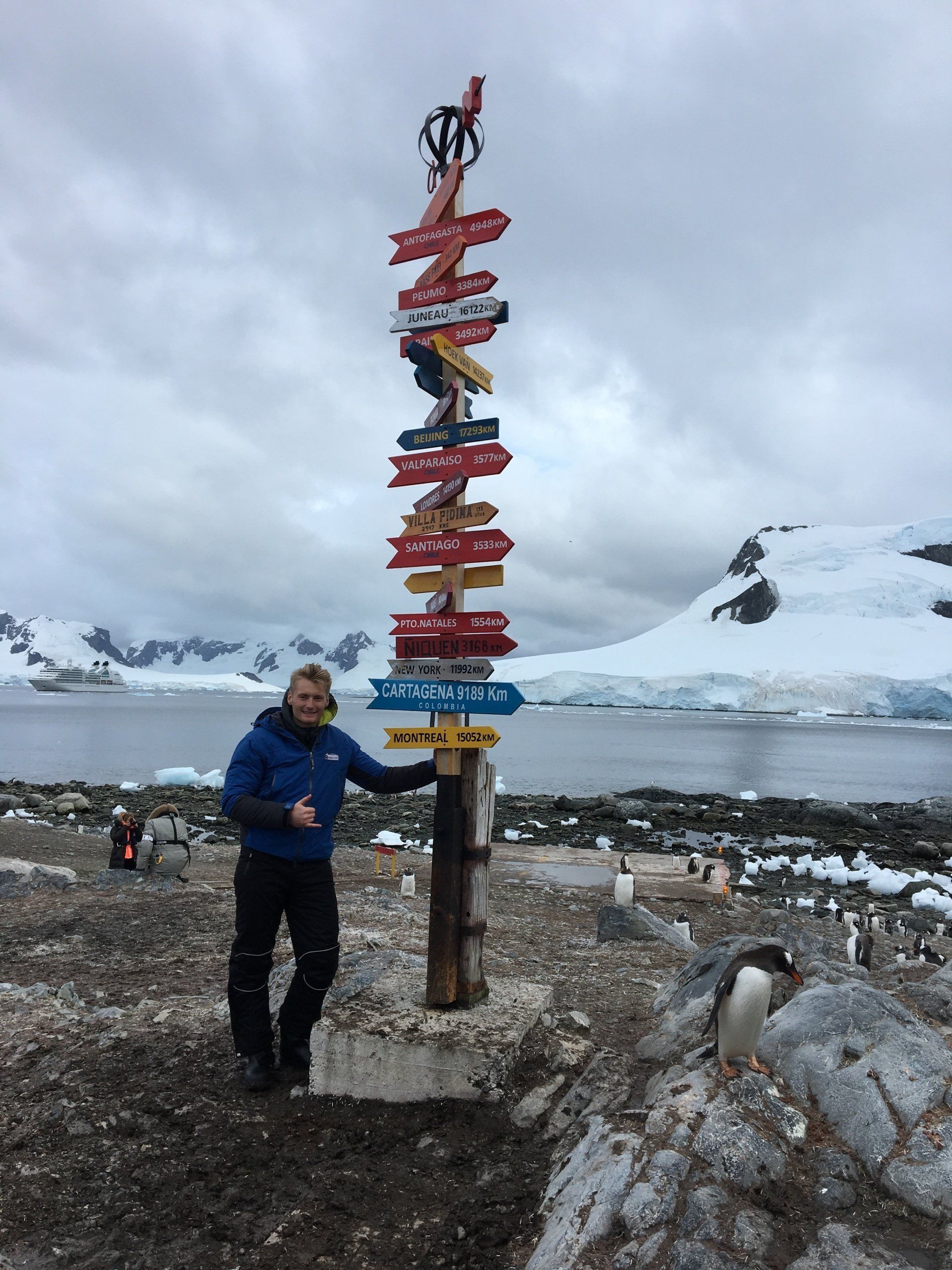 Xander Clemens at a Chilean research base in Antarctica.