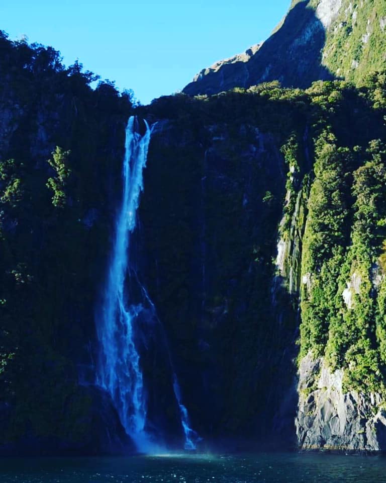 Milford Sound, New Zealand waterfall