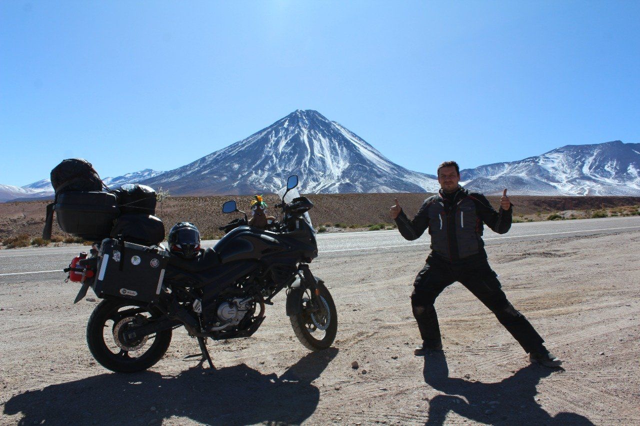 David Alarcon Betancur has arrived in the country of Argentina on his Suzuki VStream motorcycle.