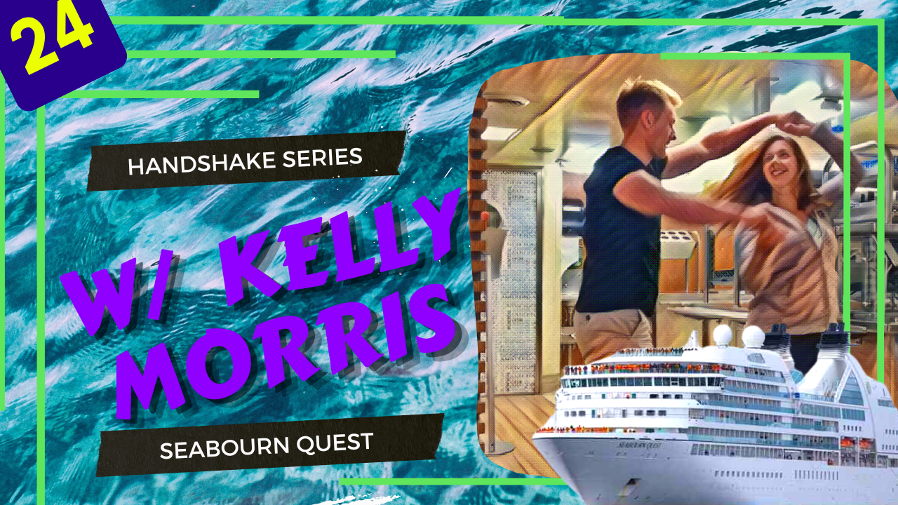 What to drink on the Seabourn  Quest? Xander Clemens and Kelly Morris performing a handshake