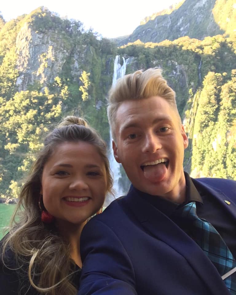 Xander Clemens is with Emily Beam on the Celebrity Solstice in Milford Sound